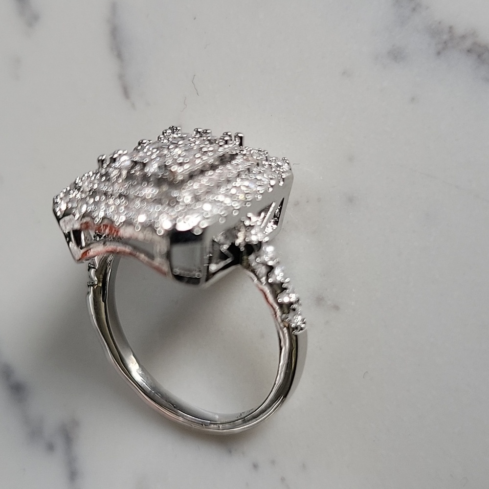 Beautiful Sterling Silver Stamped Cubic Zirconia Ring View 2